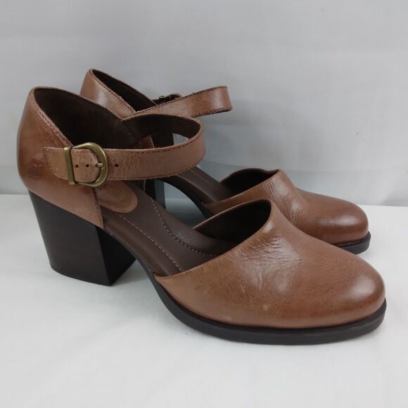 Mary Jane Shoes - Born Haida Mary Jane Maryjane Pump Brown Leather Heels Size 10 M